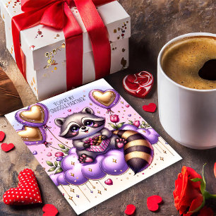 Schokolade Box Raccoon Valentine Card Feiertagskarte