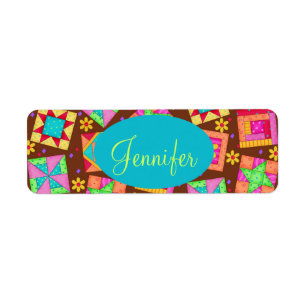 Schokolade Braun buntes Quilt Patchwork Block Kuns