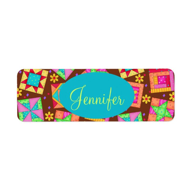 Schokolade Braun buntes Quilt Patchwork Block Kuns (Vorne)