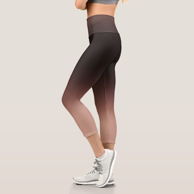 Schokolade Braun Ombre Elegante Farbe Capri Leggings (Links)