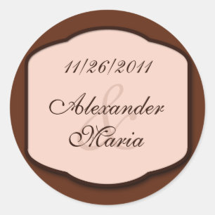 Schokolade Braun und Beige Hochzeiten Umschlag Auf Runder Aufkleber