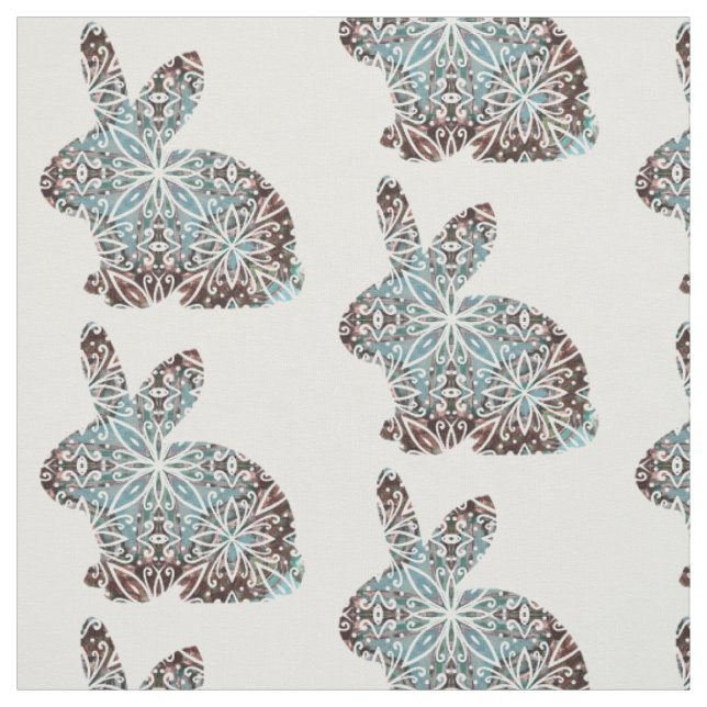 Schokolade Braun und Blues Mandala Bunny Stoff (Muster)