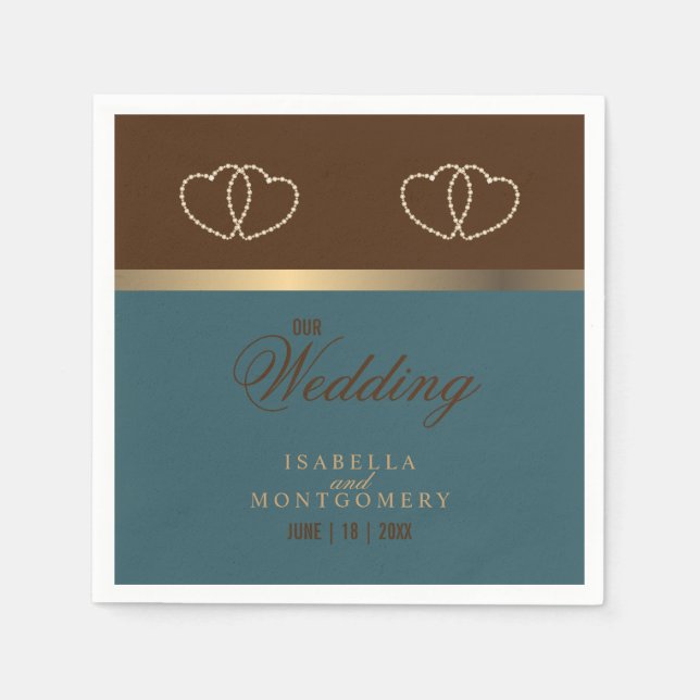 Schokolade braun und dunkel Aquamarin Serviette (Vorderseite)