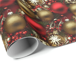 Schokolade Braun und Ruby Rote Weihnachtsschmuck Geschenkpapier