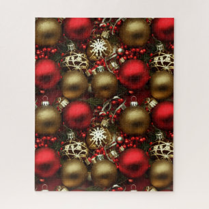 Schokolade Braun und Ruby Rote Weihnachtsschmuck Puzzle