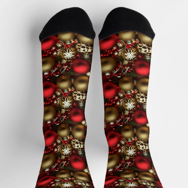 Schokolade Braun und Ruby Rote Weihnachtsschmuck Socken (Oben)