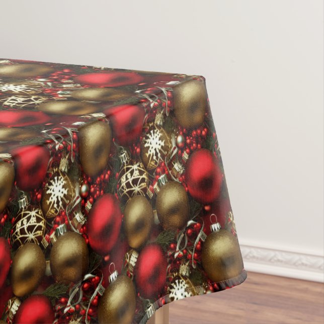 Schokolade Braun und Ruby Rote Weihnachtsschmuck Tischdecke (Beispiel)