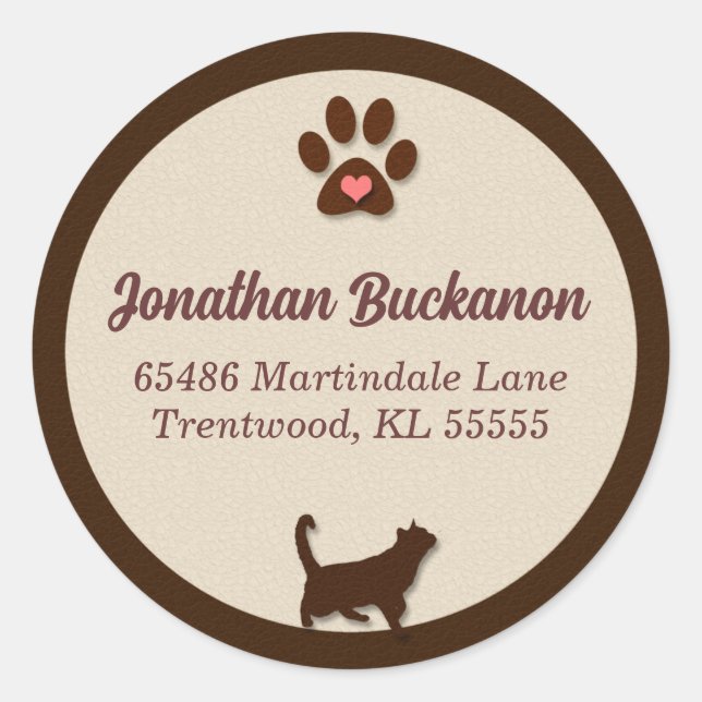 Schokolade Braun und Tan Cat Themed Runder Aufkleber (Vorderseite)