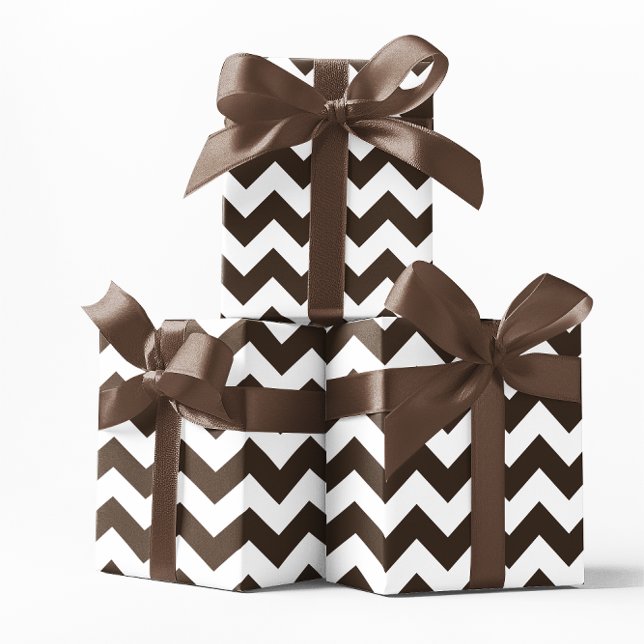 Schokolade Braun und Weiß Zickzack Geschenkpapier (Chocolate Brown and White Chevron Wrapping Paper)