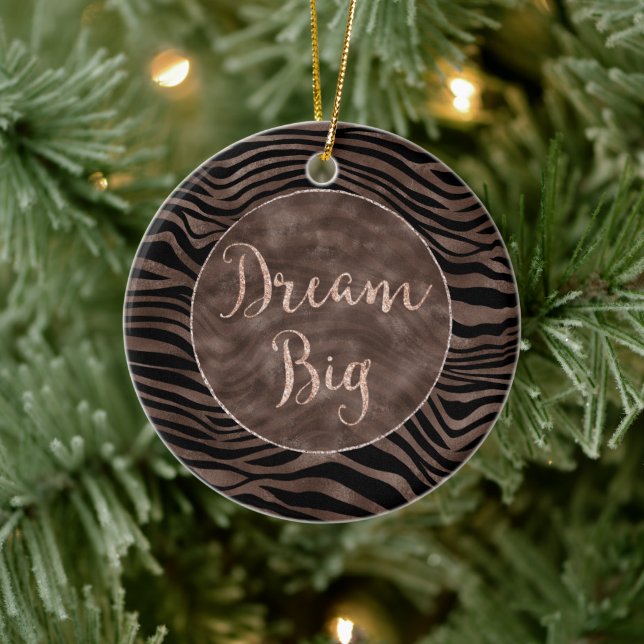 Schokolade Braun Zebra Blush Glitzer Traum Keramik Ornament (Baum)