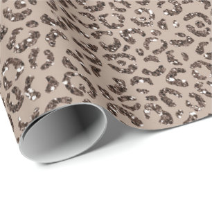 Schokolade Braune Mocha Cream Leopard Glitzer Geschenkpapier