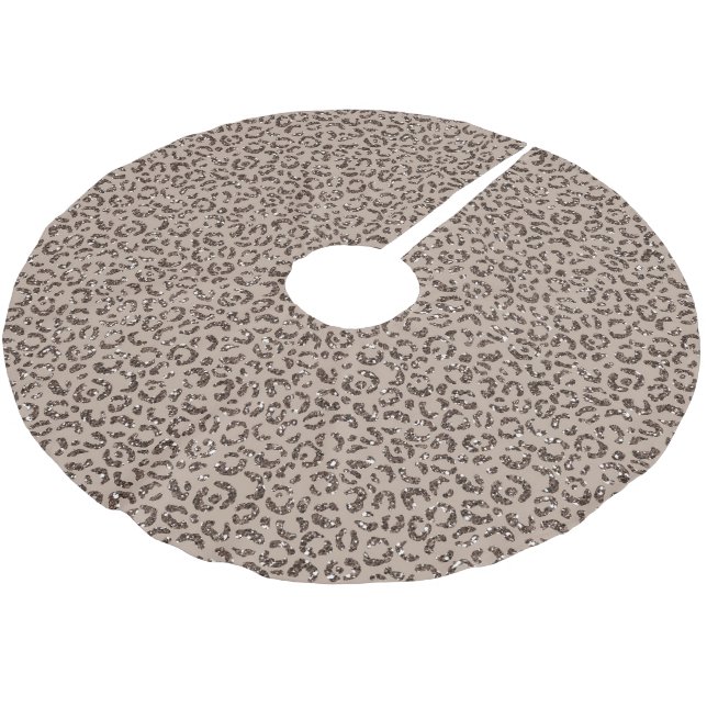 Schokolade Braune Mocha Cream Leopard Glitzer Polyester Weihnachtsbaumdecke (Schrägansicht)