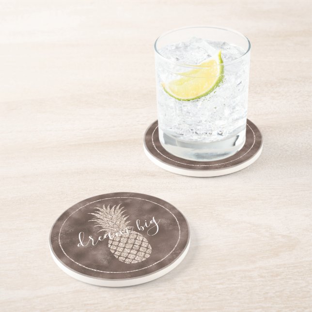 Schokolade Brauner Glitzer Ananas Getränkeuntersetzer (Seite)