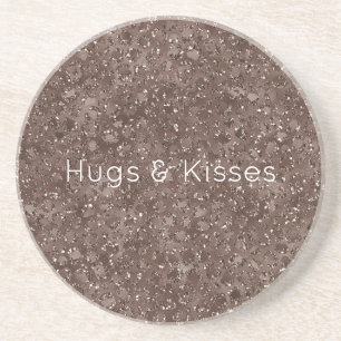 Schokolade Brauner Leopard Print Glitzer Getränkeuntersetzer