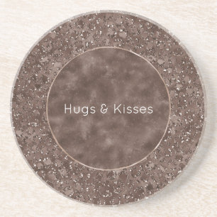 Schokolade Brauner Leopard Print Glitzer Getränkeuntersetzer