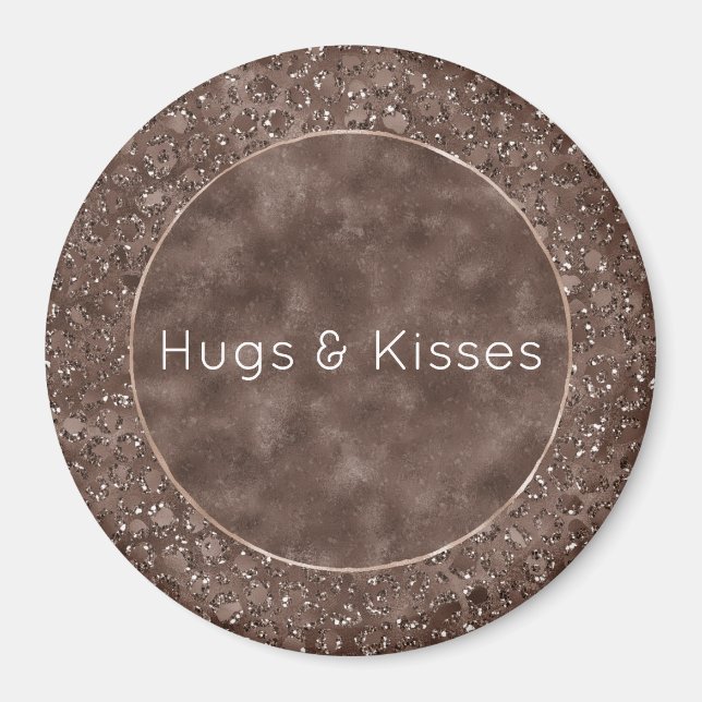 Schokolade Brauner Leopard Print Glitzer Magnet (Vorne)