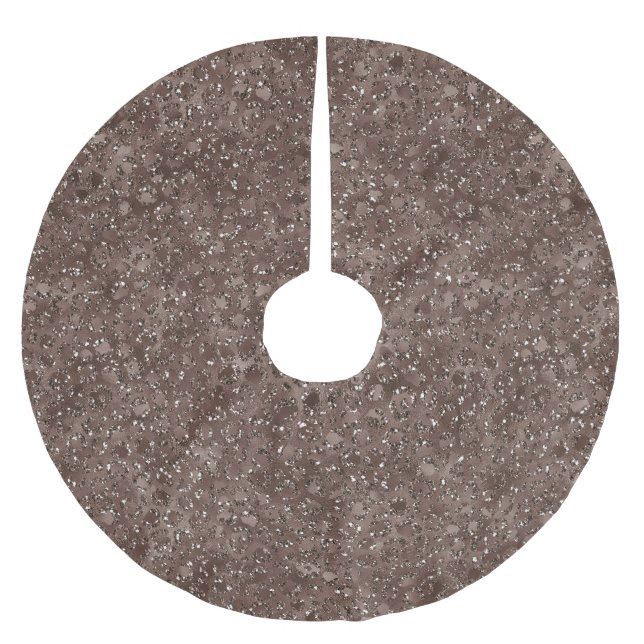 Schokolade Brauner Leopard Print Glitzer Polyester Weihnachtsbaumdecke (Vorderseite)