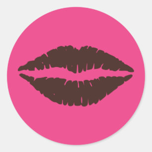 Schokolade Brauner Lipstick Druck Rosa Groß Runder Aufkleber