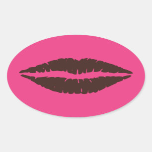 Schokolade Brauner Lipstick Druck Rosa Oval Aufkle Ovaler Aufkleber