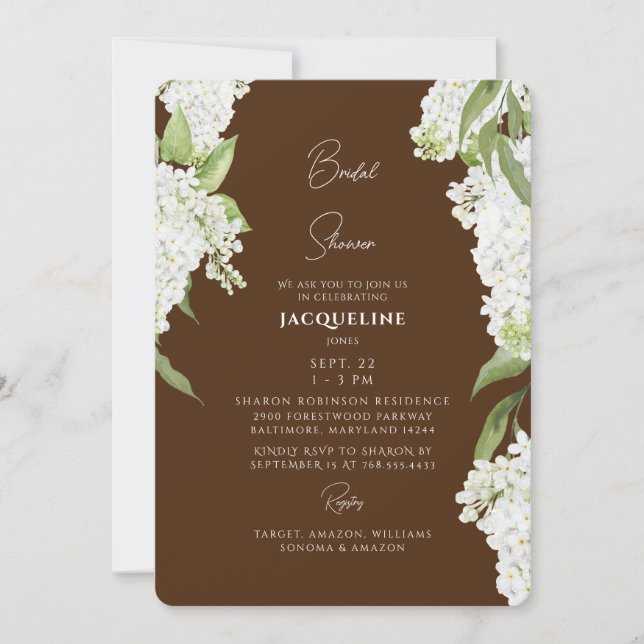Schokolade Braunes Hydrangeas-Brautparty Einladung (Vorderseite)