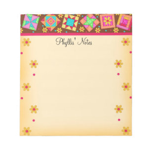 Schokolade Braunes Patchwork Quilt Blocks Art Notizblock