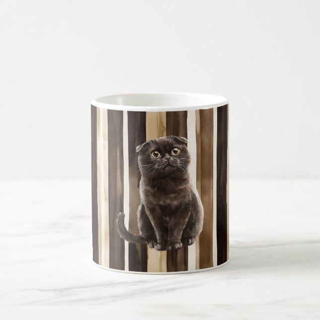 Schokolade Brown Candy Stripes Cat Kaffeetasse (Mittel)