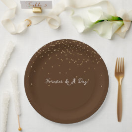 Schokolade Brown Gold Glam Confetti Pappteller