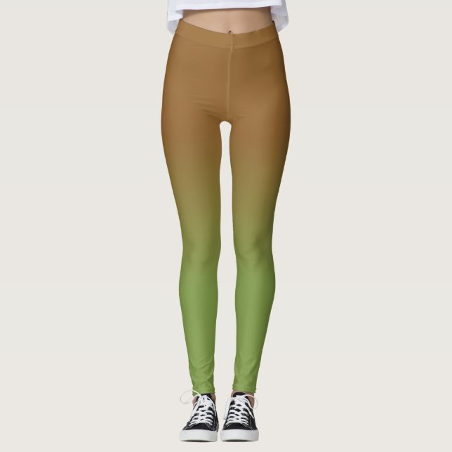 Schokolade Brown Olive Green Ombre Leggings (Vorderseite)