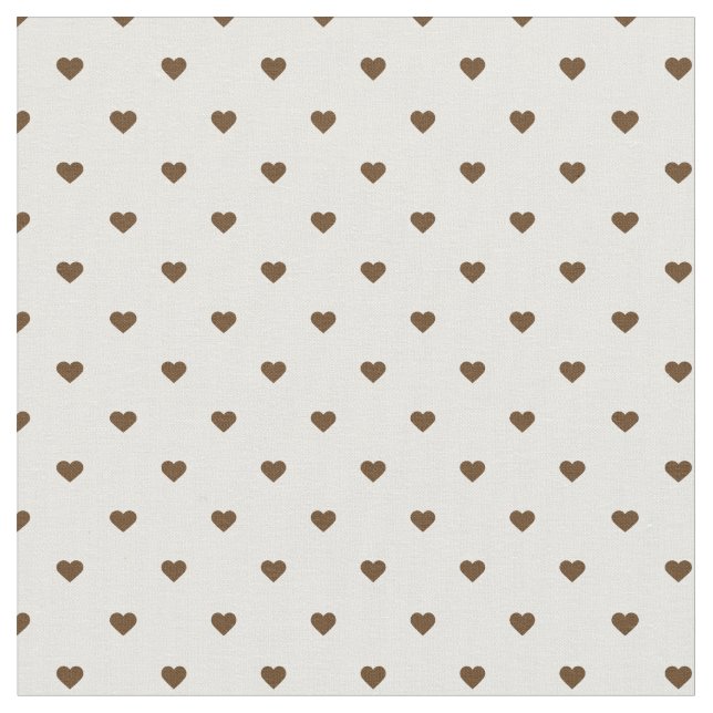 Schokolade Brown Polka Dot Hearts Stoff (Nahaufnahme)