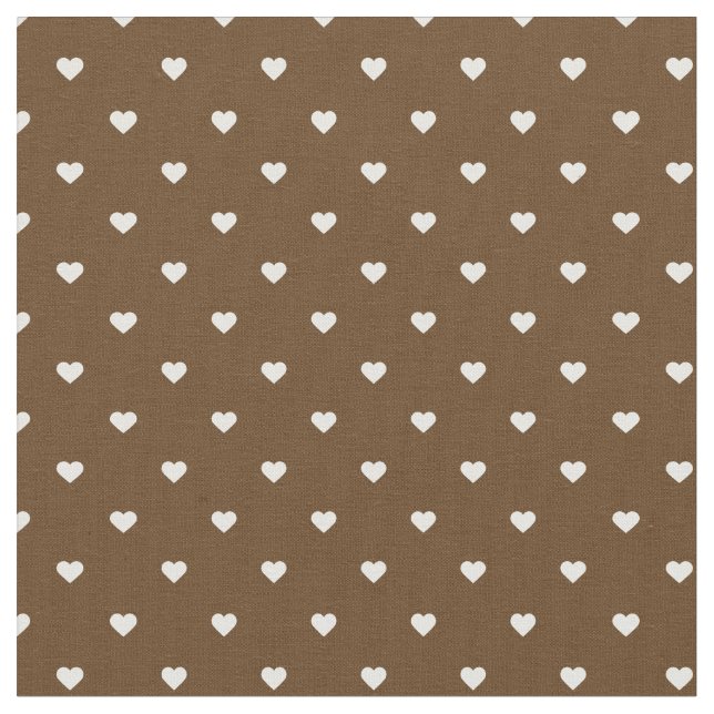 Schokolade Brown Polka Dot Hearts Stoff (Nahaufnahme)