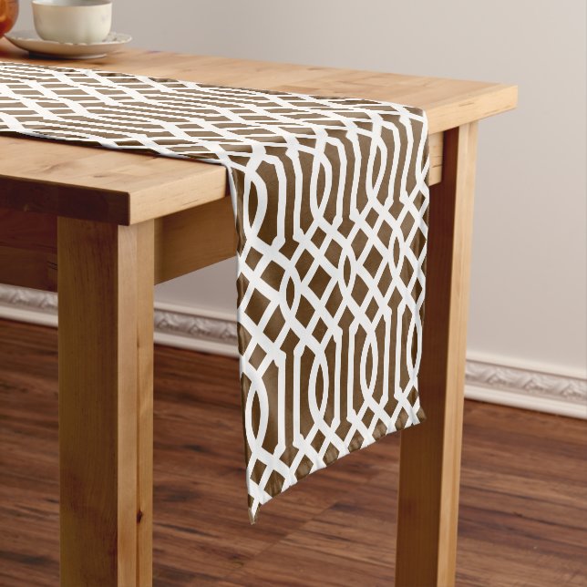 Schokolade Brown Trellis Kurzer Tischläufer (Beispiel)