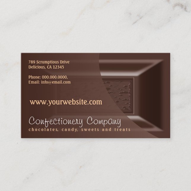 Schokolade Business Cards Creamy Dark Chocolate Visitenkarte (Vorderseite)