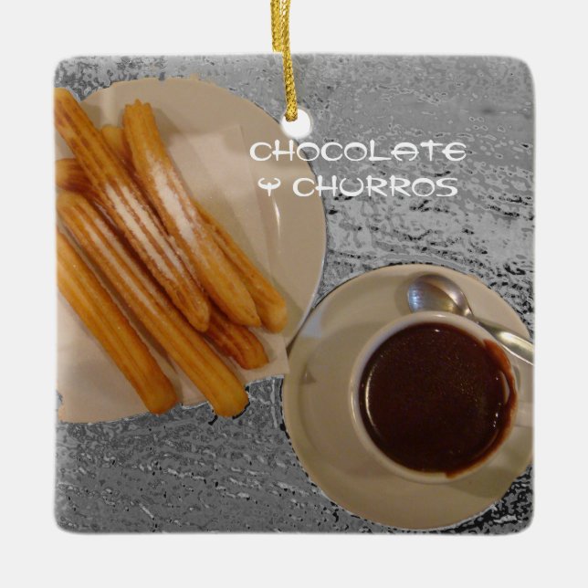 Schokolade Caliente Betrug Churros Keramikornament (Vorderseite)