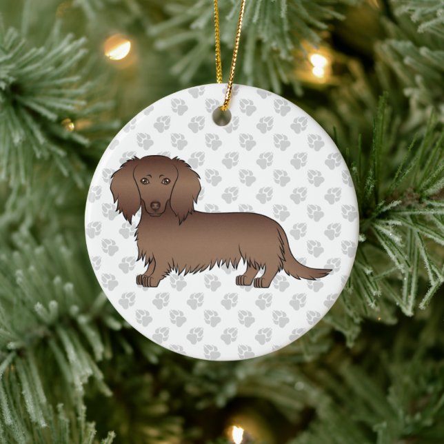 Schokolade Cartoon Hund und Text der Dackel Keramik Ornament (Baum)