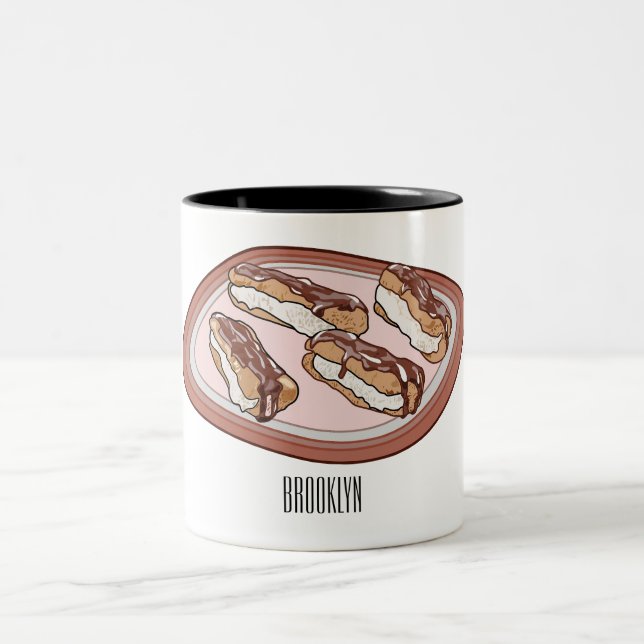Schokolade Cartoon Illustration Zweifarbige Tasse (Mittel)