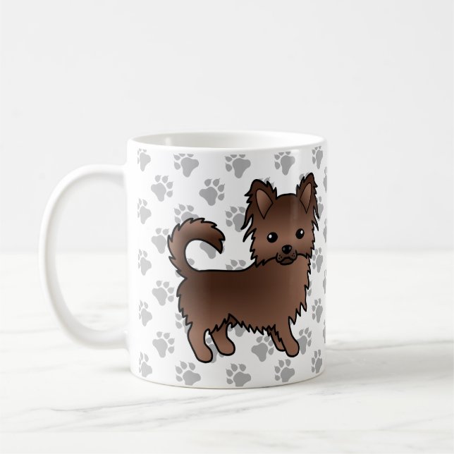 Schokolade Chihuahua Cartoon Dog & Paws Kaffeetasse (Links)