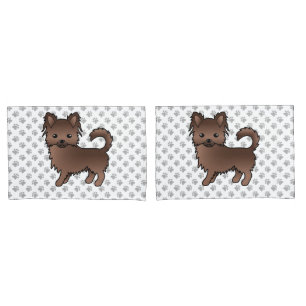Schokolade Chihuahua Cartoon Dog & Paws Kissenbezug