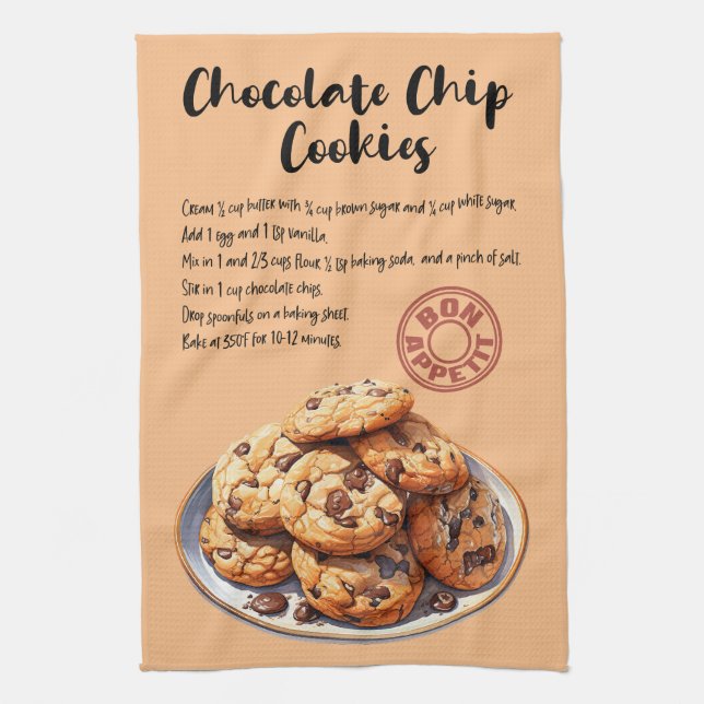 Schokolade Chip Cookies Backen Rezept Geschirrtuch (Vertikal)