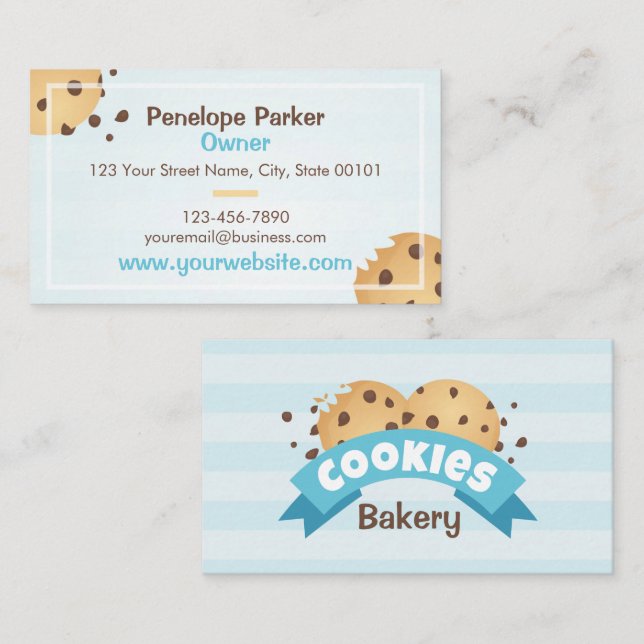 Schokolade Chip Cookies Bakery Business Card Visitenkarte (Vorne/Hinten)