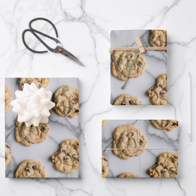 Schokolade Chip Cookies Foto Geschenkpapier Set (Vorderseite)