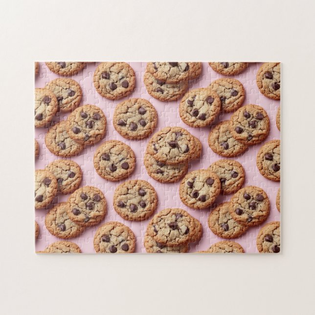 Schokolade Chip Cookies Muster auf rosa Puzzle (Horizontal)
