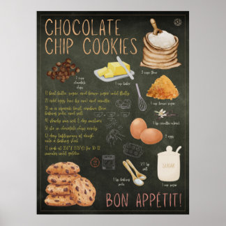 Schokolade Chip Cookies Rezept Chalkboard Printwer Poster