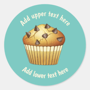 Schokolade Chip Muffin und Ihr Text in jeder Farbe Runder Aufkleber