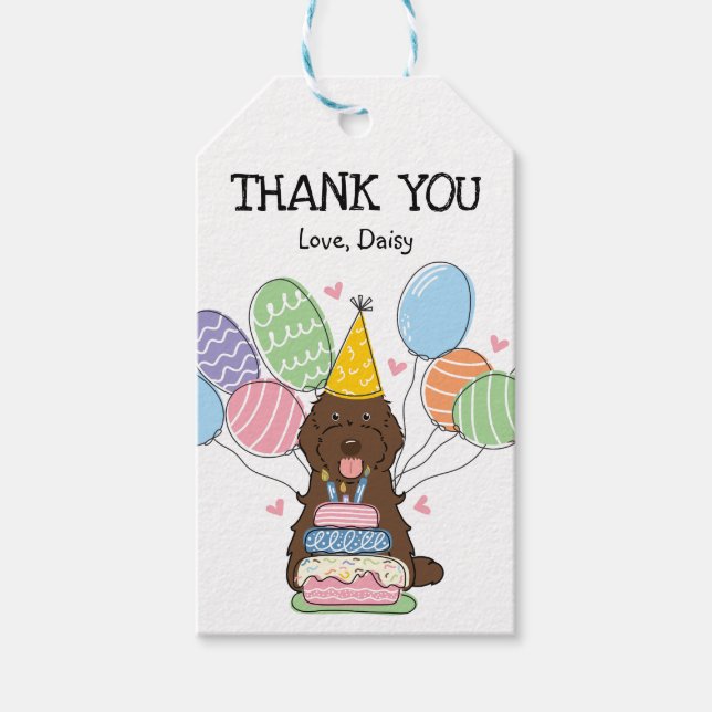 Schokolade Cockapoo Cavapoo Geburtstagsparty Gefal Geschenkanhänger (Vorderseite)