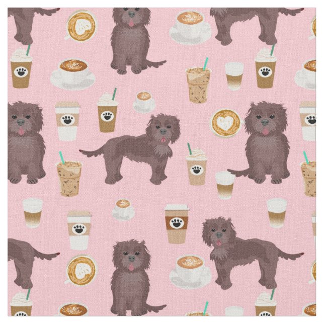 Schokolade-Cockapoo-Hund rosa Kaffee Stoff (Nahaufnahme)