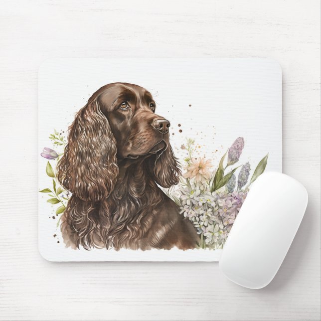 Schokolade Cocker Spanisch in Lilacs Mousepad (Mit Mouse)