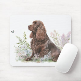 Schokolade Cocker Spanisch mit Schmetterling Mousepad