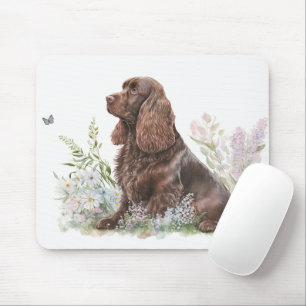 Schokolade Cocker Spanisch mit Schmetterling Mousepad