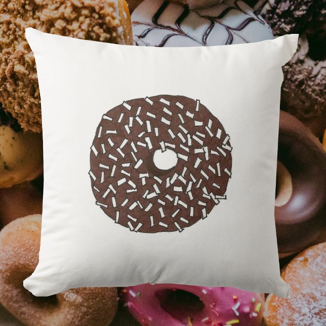 Schokolade Coconut Donut Doughnut Frühstück Küche Kissen (Coconut donut pillow)