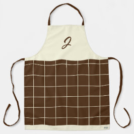Schokolade Cream Grid Square Boho Muster Monogram Schürze